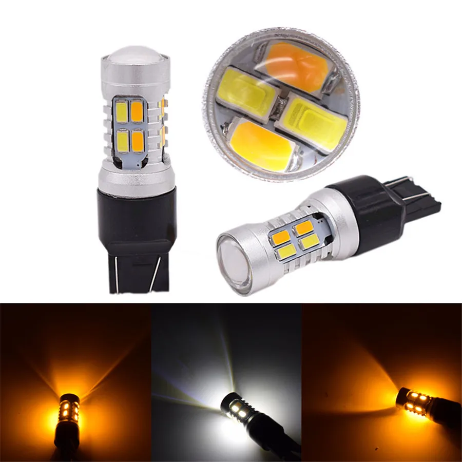 1 пара 7443 20SMD 5730 светодиодный светильник для сигнала поворота Белый/янтарный без
