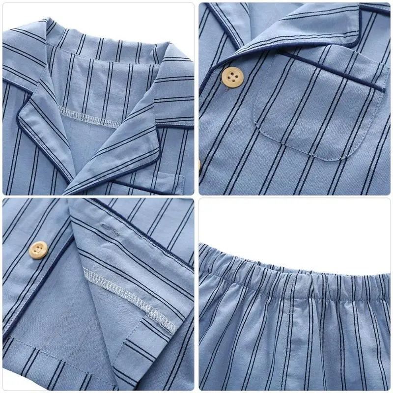 2pcs Baby Clothes Set Cotton Boys Stripe Clothing Children Short Sleeve Shirts Shorts Sleepwear Summer Loose Pajamas | Детская одежда и