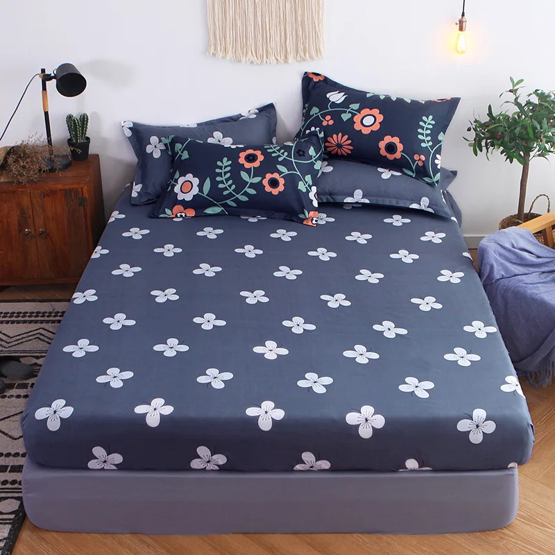 4Pcs Flower Pattern Ultra Soft Bedding Sets Luxury Elastic Bedspread Duvet Cover Set with Pillowcases Mattress Twin/Queen/King | Дом и сад