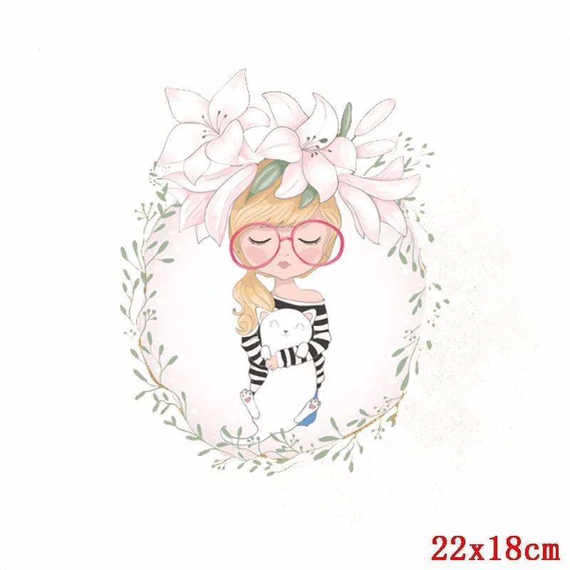 Prajna Garland Sleeping Girl Heat Transfer Printing Iron On Flowers Wreath Beauty DIY Cloth Shirt Holiday Accessory H | Дом и сад