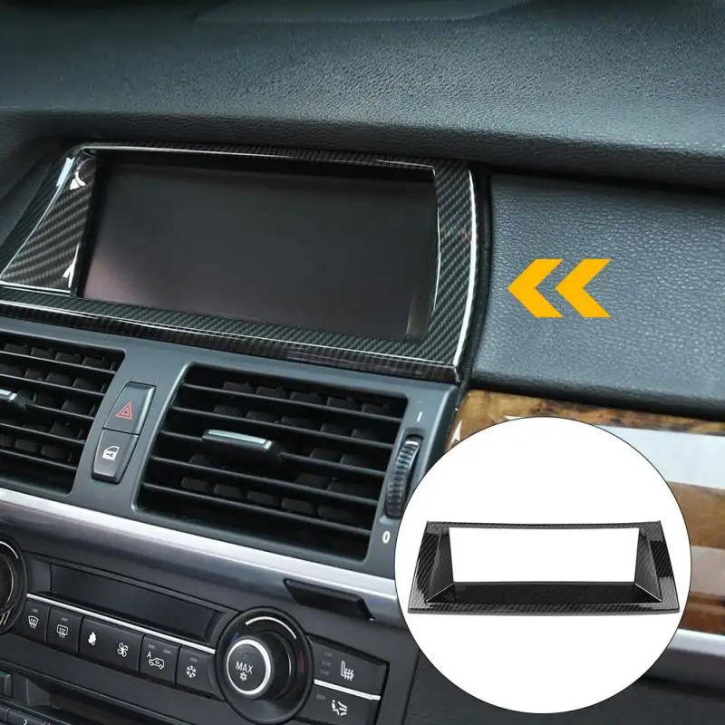 Carbon Fiber Interior Centre Console GPS Navigation Frame Cover Trim Universal for BMW X5 E70 2008 2009 2010 2011 2012 2013 | Автомобили и