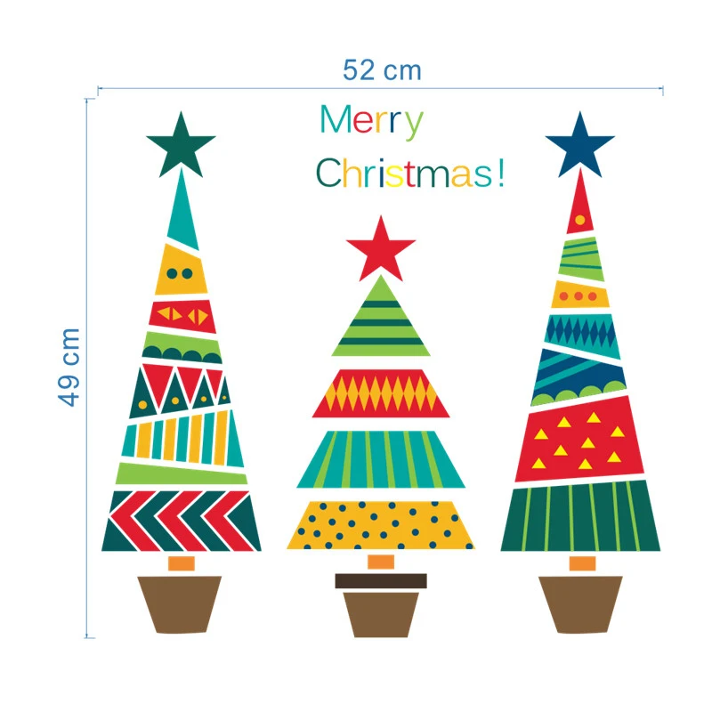Merry Christmas Tree Star Wall Stickers Home Decals Living Room Decoration Diy Festival Decorative Xmas Cartoon Mural Art Poster | Дом и сад