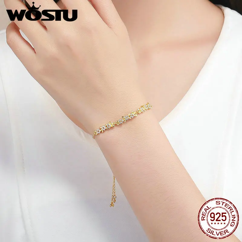 WOSTU,, 925 пробы, серебро,, Оливковый лист, золотые браслеты для женщин, браслеты, свадебные, Обручальные, роскошные ювелирные изделия, подарок CTB009