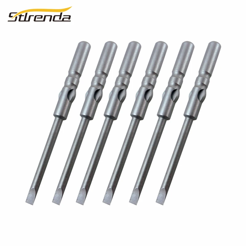 STLRENDA 10pcs Slotted Screwdriver Bit set 60mm/100mm S2 Steel Tip Flat Head Bits 5mm Round Shank Screw Driver Tools | Инструменты