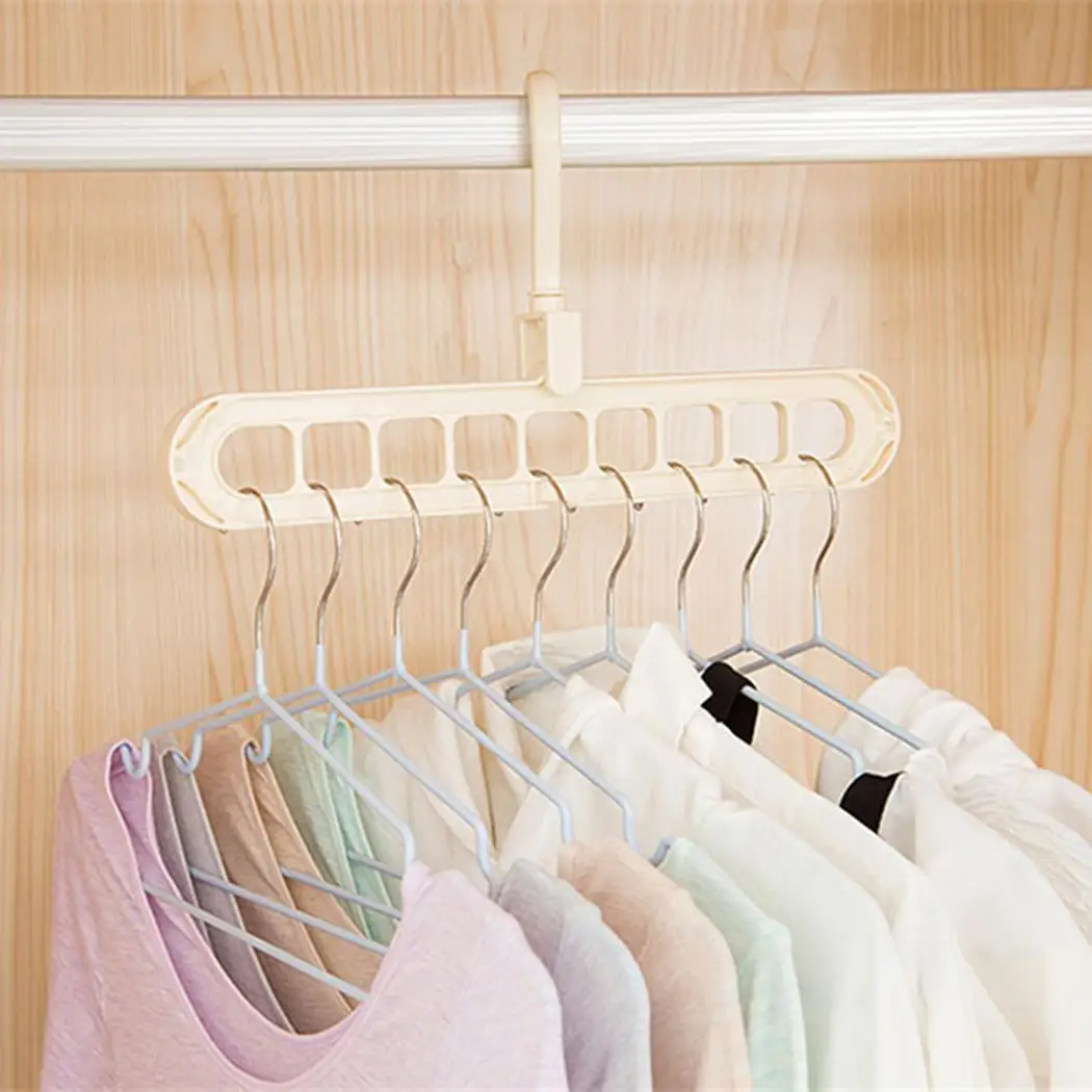 Многопортовая поддержка круглая вешалка Multifunction Clothes Hook Wardrobe серый бежевый