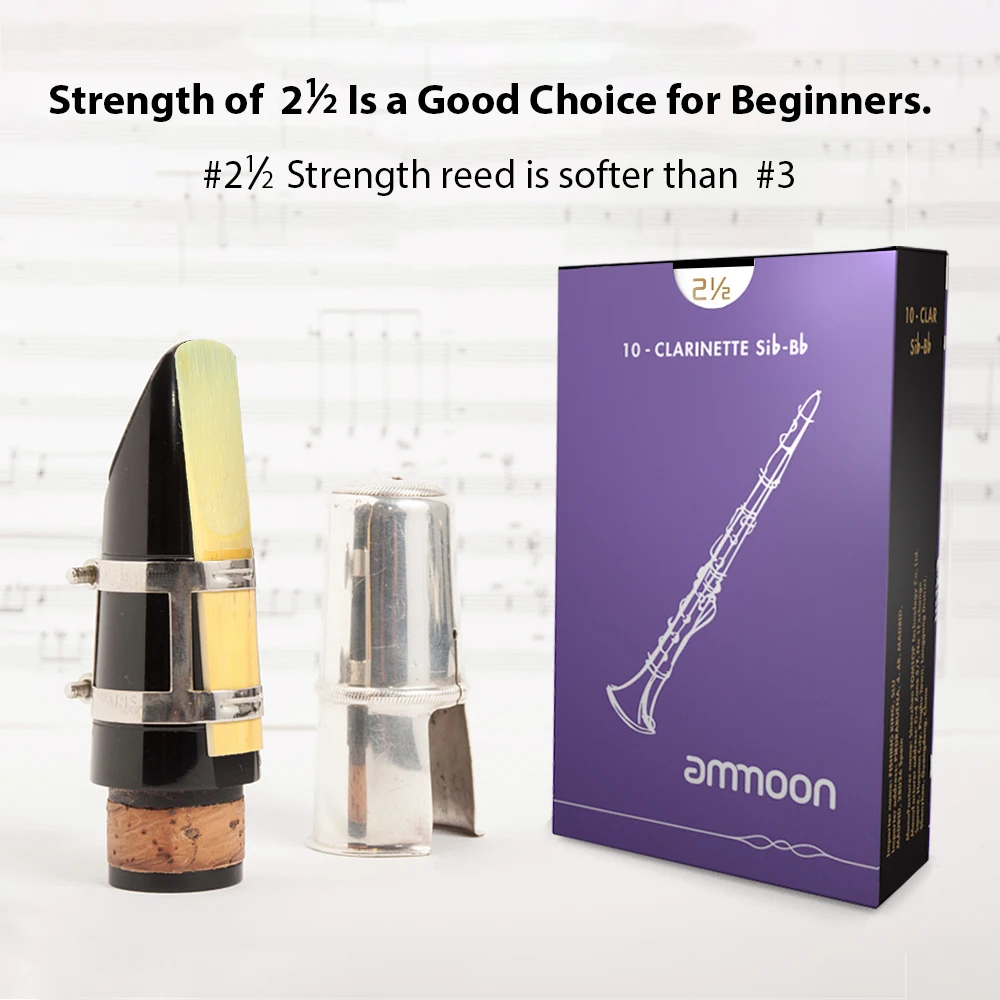 

ammoon 10pcs/ Box Bb Clarinet Reeds Woodwinds Bb Clarinet Traditional Reeds Strength 2.5/ 3.0 Woodwind Instruments Accessories