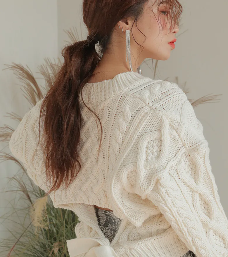 SHENGPALAE 2019 New Korean Fashion Spring Tops White V Collar Long Sleeve Personality Backless Hollow Out Women Sweater FI954 | Женская