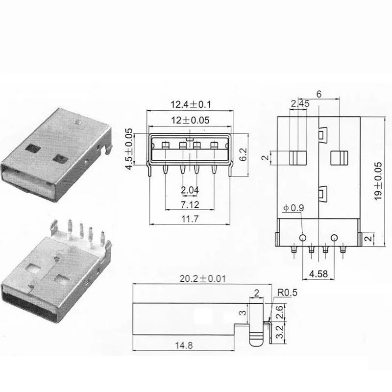 10 шт. изогнутая пластина для USB-разъема 90 градусов | Электронные компоненты и