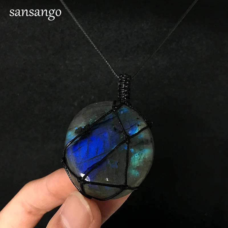 Модное ожерелье с драконами и сердцем из Лабрадорита искусственное колье камнем