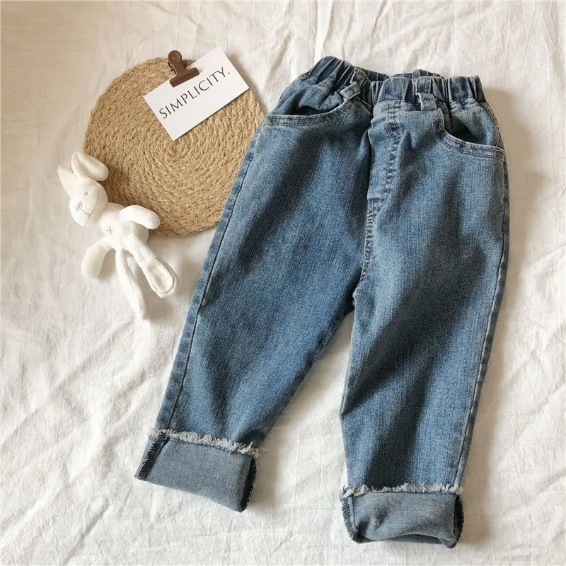 Джинсы унисекс с эластичным поясом на весну осень|Джинсы| |