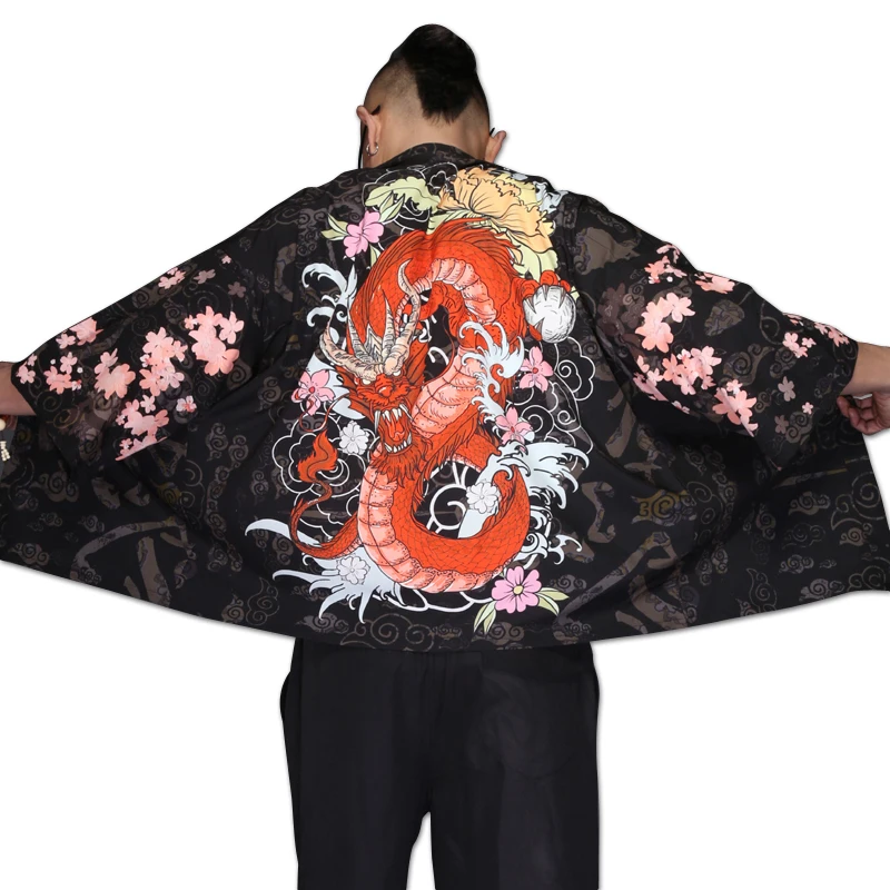 Летние японские кимоно кардиган куртка мужская одежда стиля рубашка haori японская