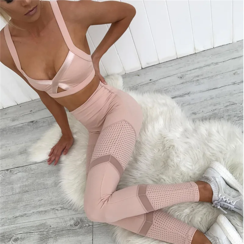 

YCDKK Gym Clothing Workout Clothes Women Pink Yoga Set Woman Sportswear Fitness Suit Female Leggings Sports Bra Sport Outfit S-L
