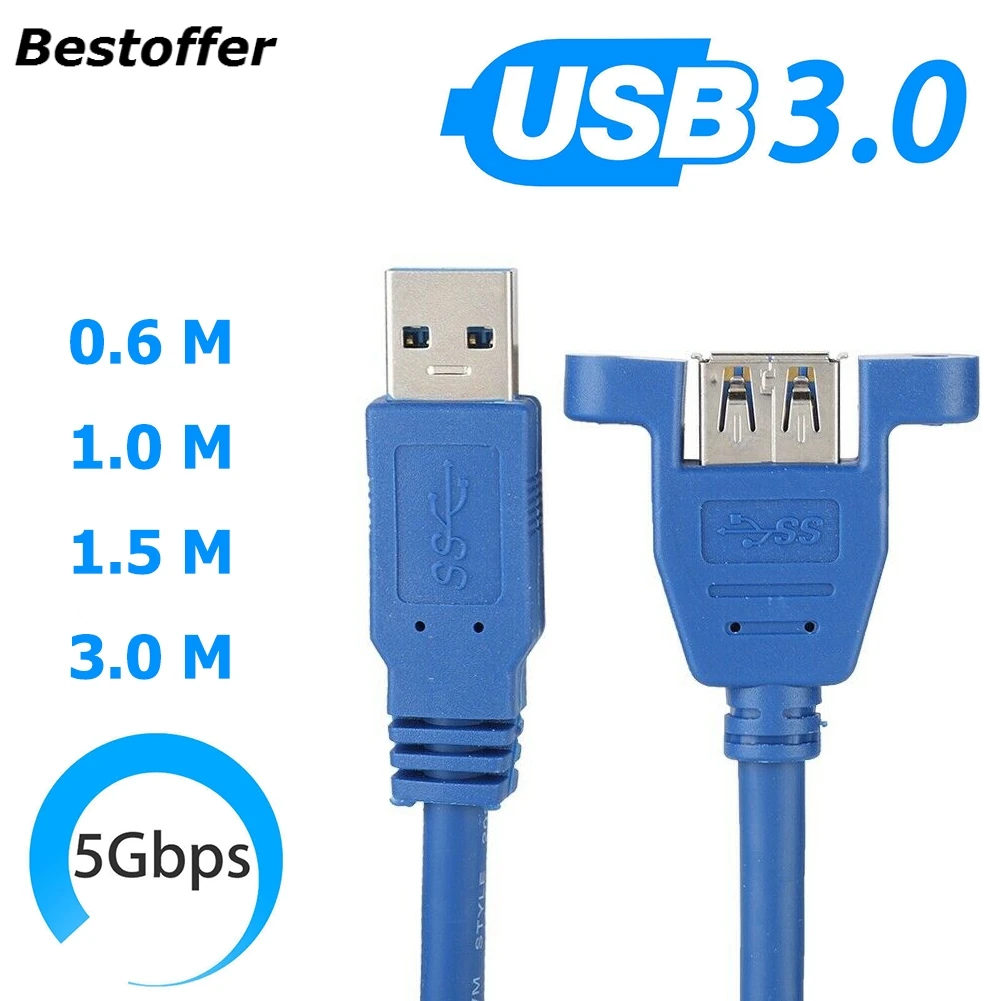 USB 3 0 удлинитель штекер гнездо литая Панель Крепление Удлинительный кабель 6 м 1 5