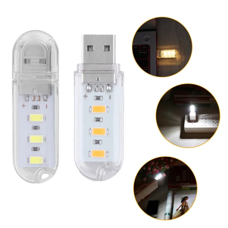 Клаит Портативный мини 3 LED USB свет ночника на открытом воздухе кемпинга света SMD
