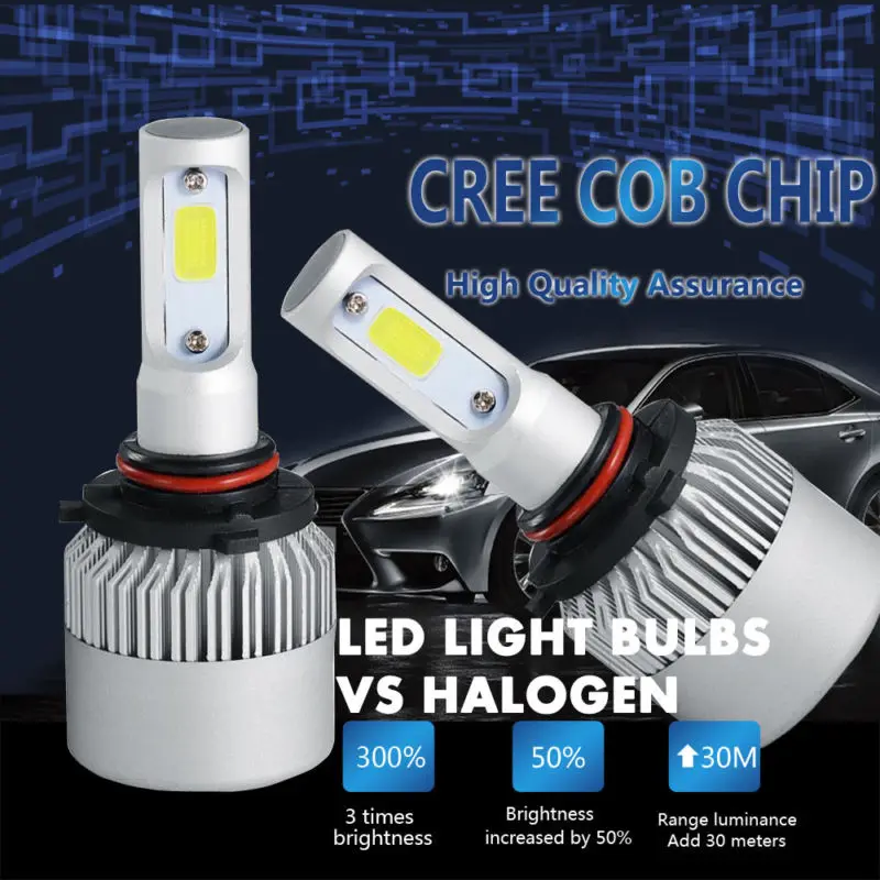 Комплект светодиодных фар дальнего света 9005 HB3 6000K 2018 1800W 270000LM|Передние LED-фары для