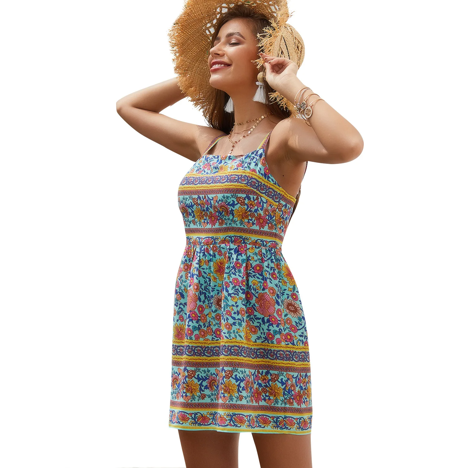 Женский шифоновый жилет с квадратным воротником без рукавов цветочным принтом