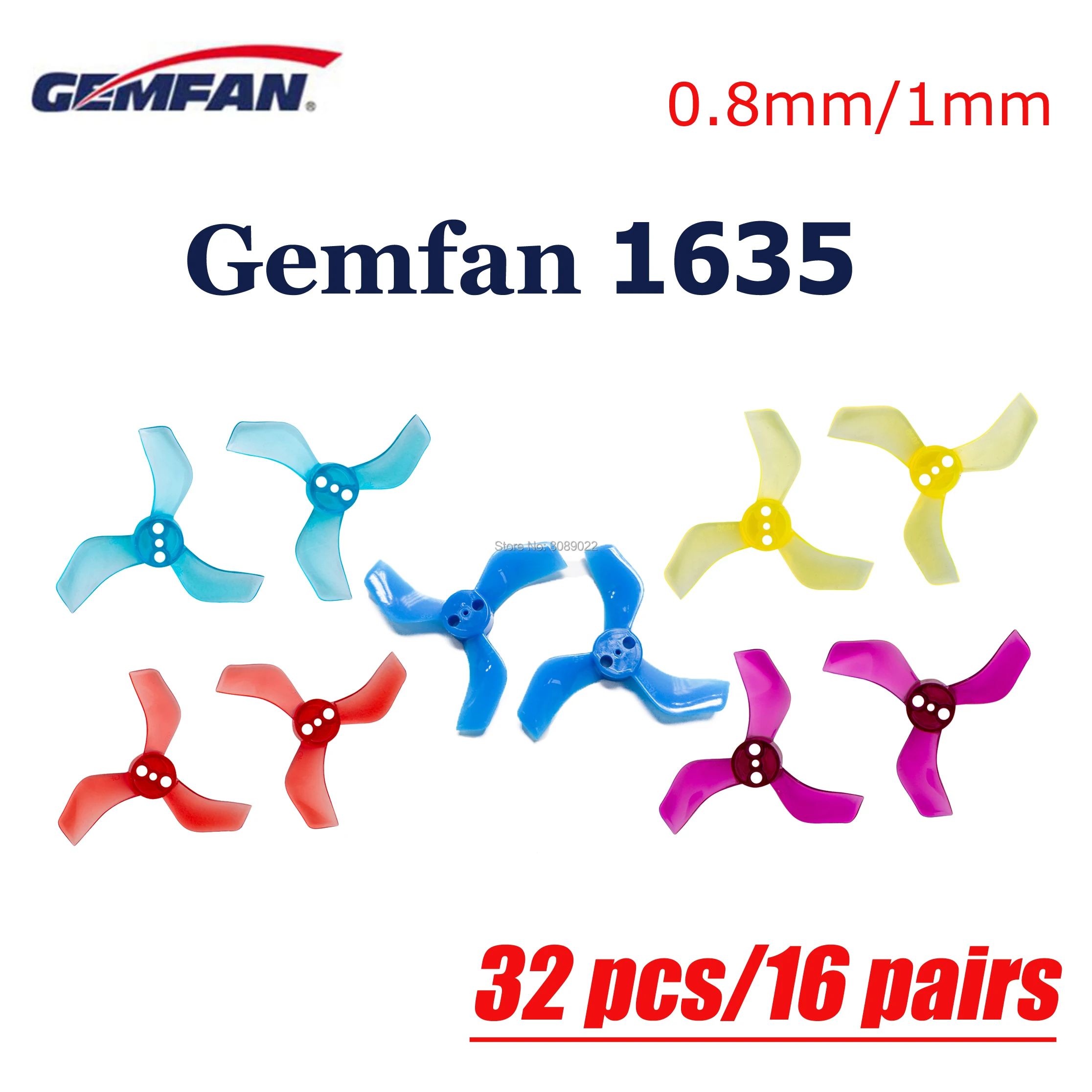 Пропеллеры GEMFAN 1635 с 3 лезвиями 32 шт./16 пар 1 мм/1 5 мм отверстием двигатель CW CCW FPV Propelle