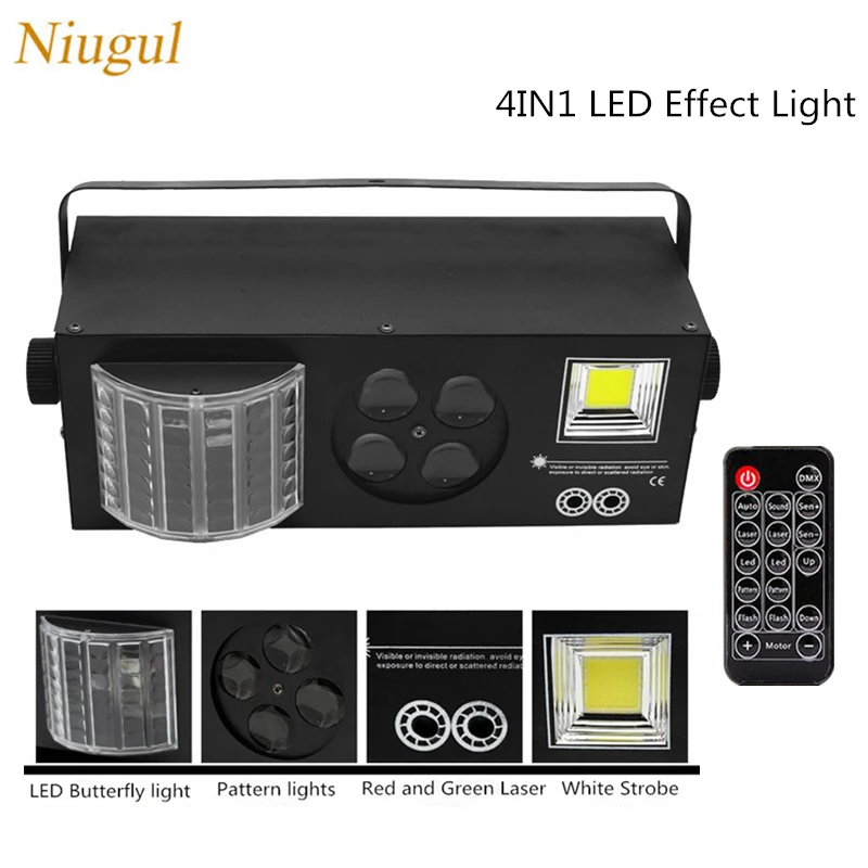 

Remote Control LED Laser Strobe Beam Patterns 4in1 DMX512 Stage Effect Lights Good For DJ Disco Wedding Birthday Party Club Bar