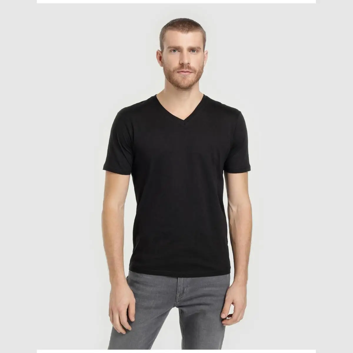 Блок MAN хлопок футболки Короткие SLEEVE T SHIRT шеи пик человек блок органического