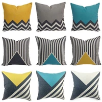 18 cotton linen cushion case bed home throw geometric pillow case soft room gifts single sides printing