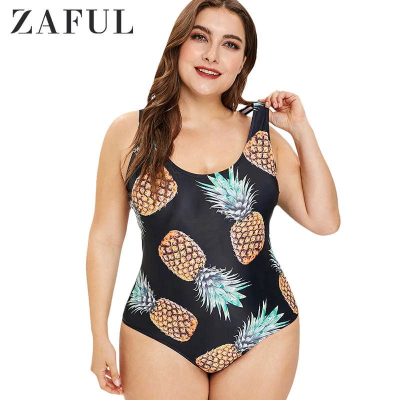 ZAFUL цельный купальный костюм с принтом ананаса размера плюс цельные костюмы для