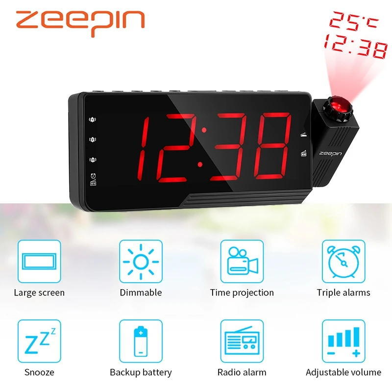Автомобильные электронные радио часы 3 будильник проекция времени светодиодный