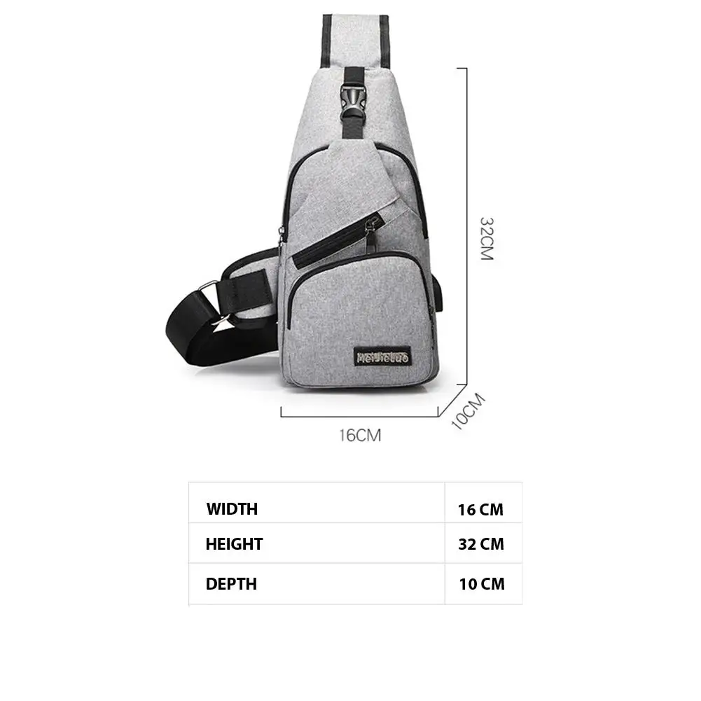 Мужские сумки на плечо зарядка через usb Crossbody спорта Холст Открытый косой крест
