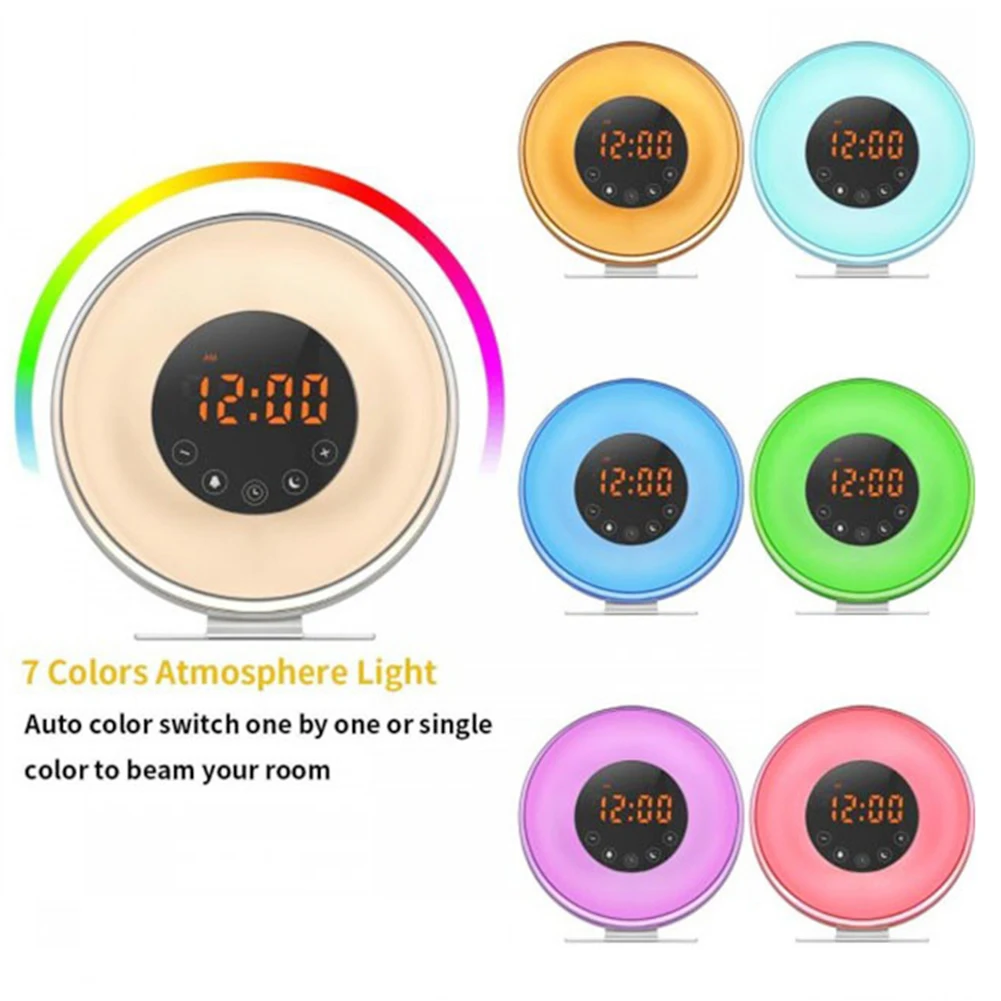 Wake Up Light Будильник восход/Закат моделирование цифровые часы с fm-радио 7 цветов