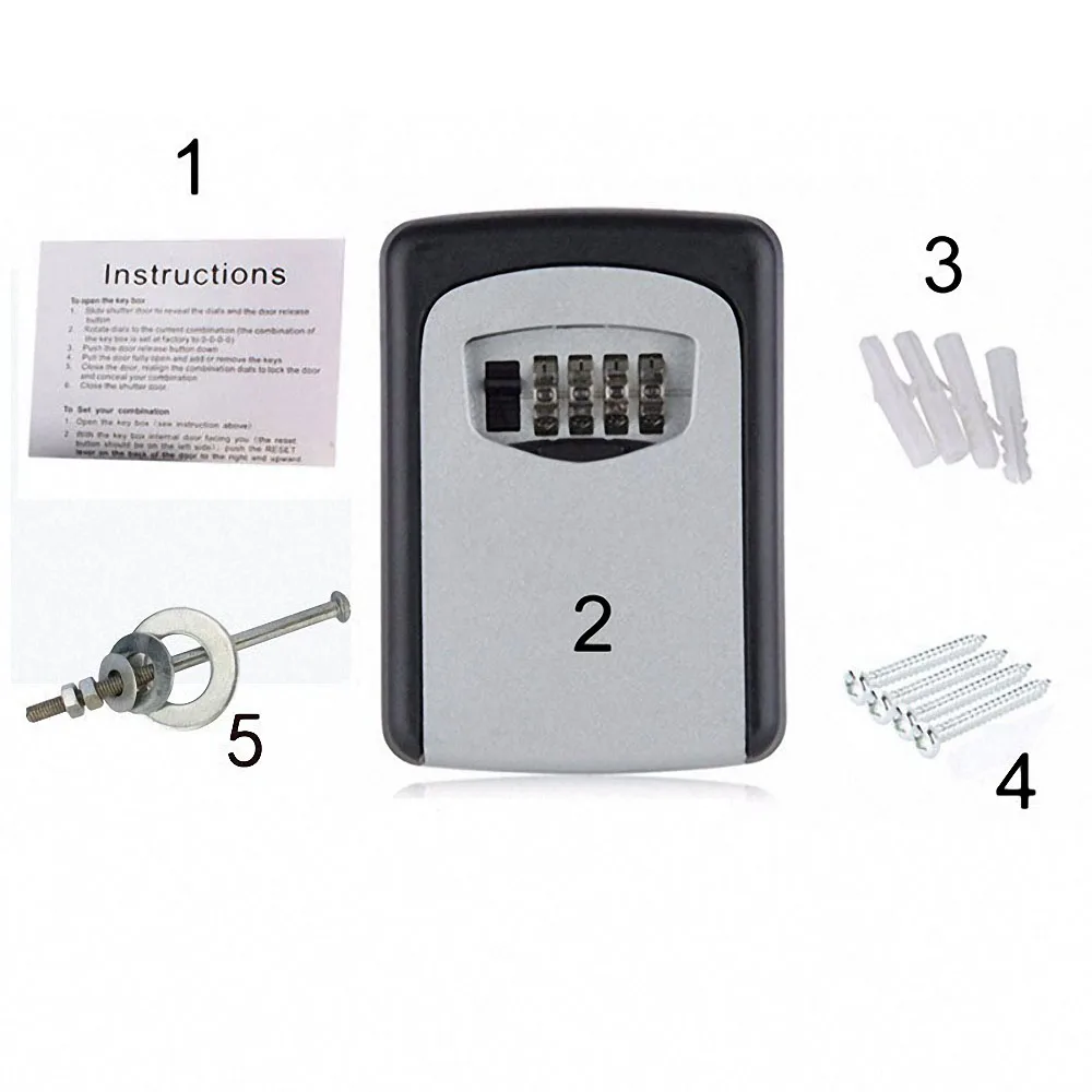 Durable Wall Mounted Key Safe Storage Box Organizer Indoor Outdoor Security 4 Digit Combination Password Secret Case|Замки| |