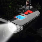 Велосипедный фонасветильник с USB-зарядкой, водонепроницаемый Передний фонарь на руль велосипеда, с гудком и спидометром, ЖК-экран