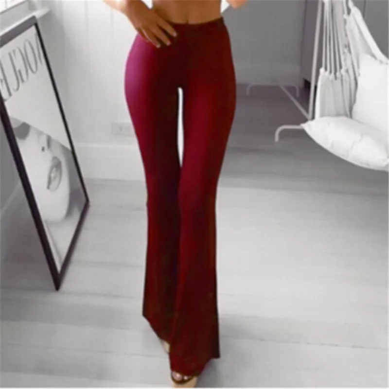 

New Plus Size Trendy Women clothes High waist solid casual Legging Wide Leg Stretch Polyester Trousers one pieces