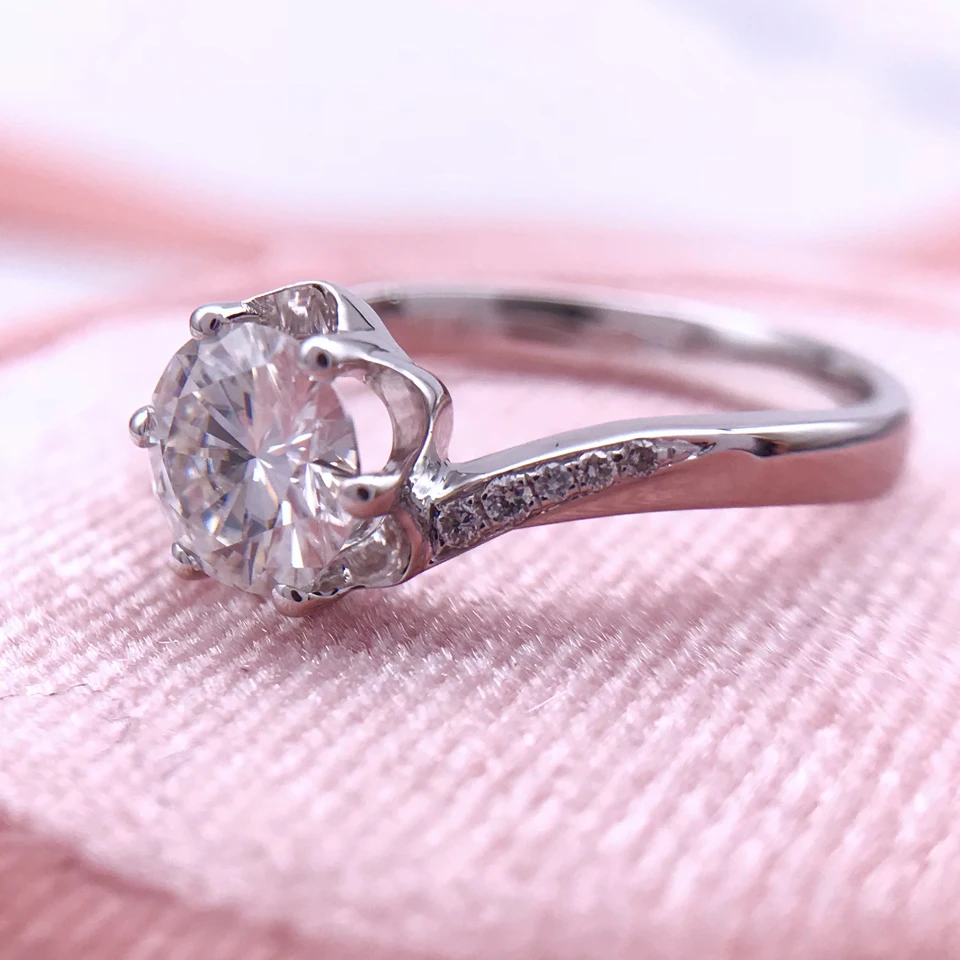 Обручальные кольца 0 8ct Charles Colvard Moissanite бесцветные с мусанитом из чистого 18