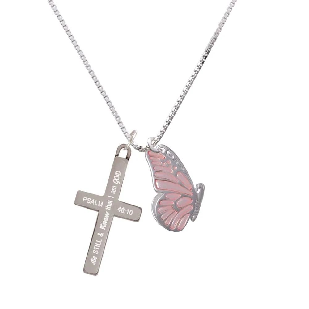 Большая полупрозрачная розовая Летающая бабочка Be Still and Know cross necklace|Подвески| |