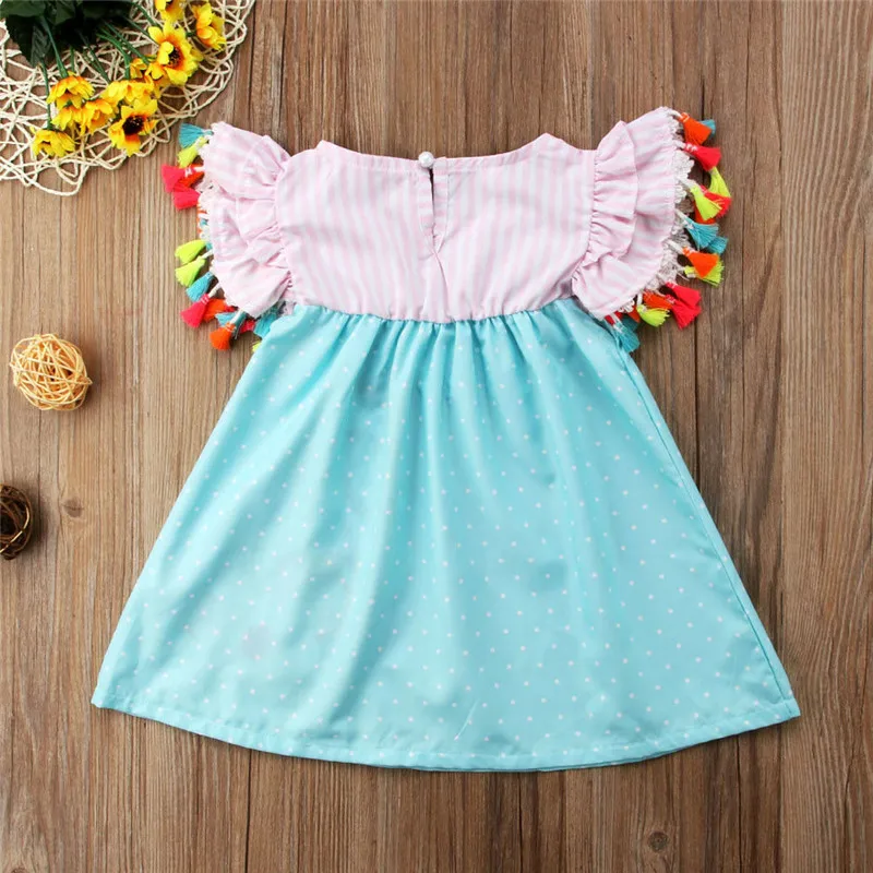 Summer Toddler Baby Kids Girls Flamingo Casual Dress Sundres Clothes Age 1-6T Newborn Girl Cotton O-neck | Детская одежда и обувь