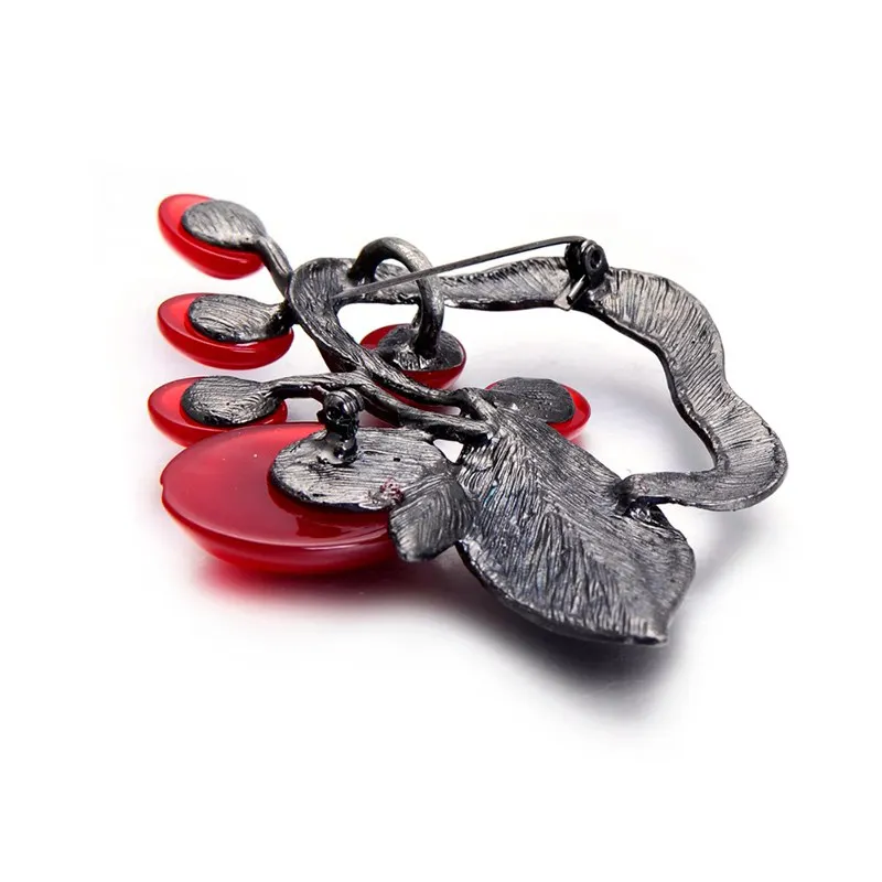 Старинное серебро + красный опал камень винтажные броши для пистолет женщина