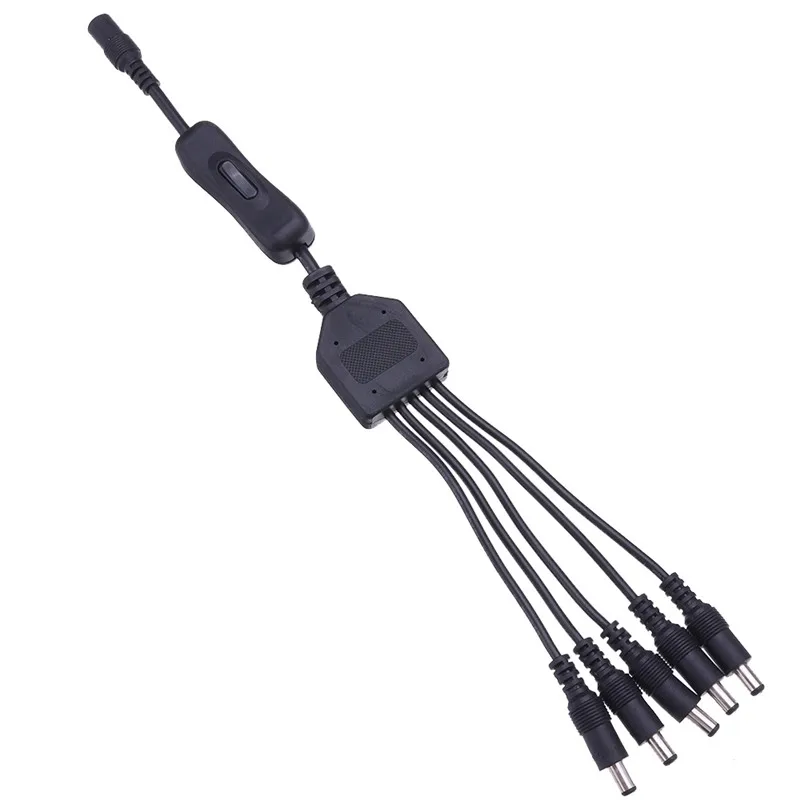 CLAITE DC12V 5.5*2.1mm 1 Female to 5 Male Way Splitter Connector with Switch for CCTV Camera LED Strip Light | Аксессуары для