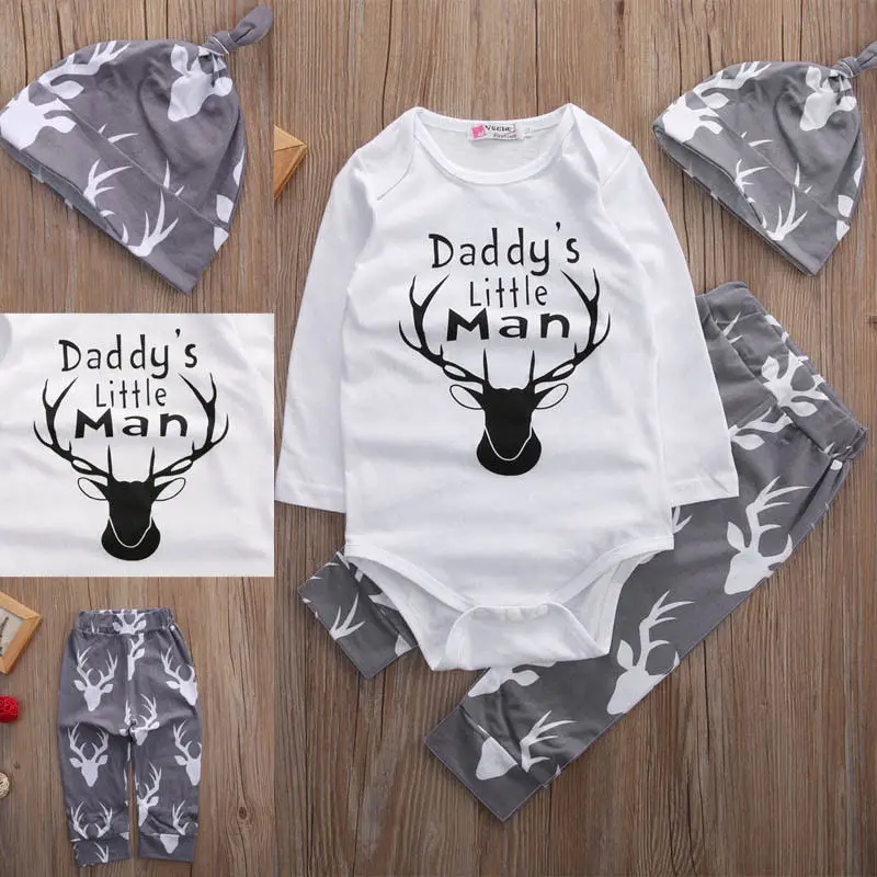 Pudcoco Boy Suits STOCK Newborn Baby Romper Jumpsuit Bodysuit Hat Pants Clothes Outfit Set |