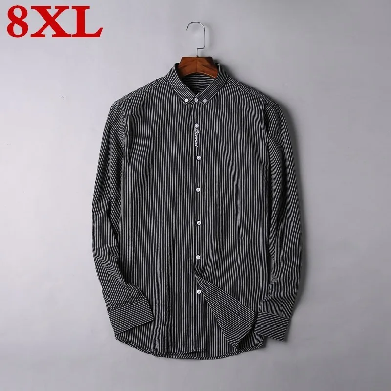 Мужская классическая рубашка в клетку с длинным рукавом размеры 8XL 7XL 6XL 5XL