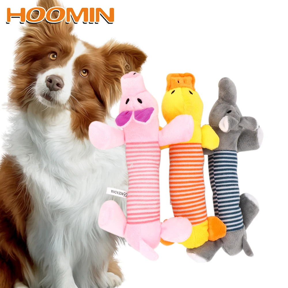 

HOOMIN Dog Cat Fleece Toys Pet Funny Plush Toys Fit for All Pets Durability Elephant Duck Pig Squeak Chew Sound Dolls