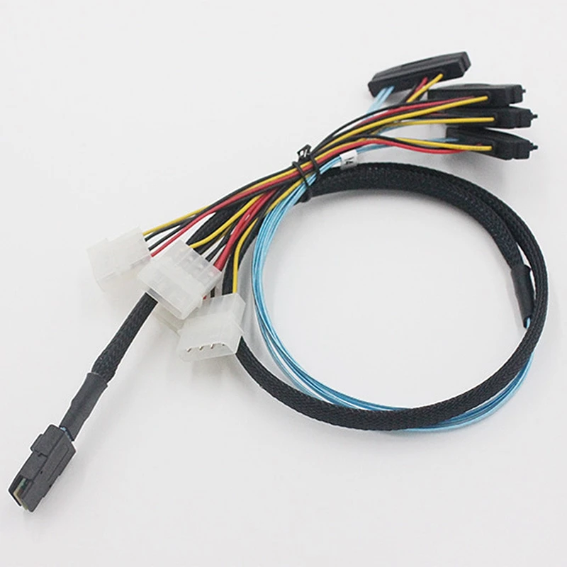 Mini Sas Hd Sff-8643 до 4Xsas 29 Pin Female (Sff-8482) Разъемы с Sata power Molex КАБЕЛЬ 1 м | Электроника
