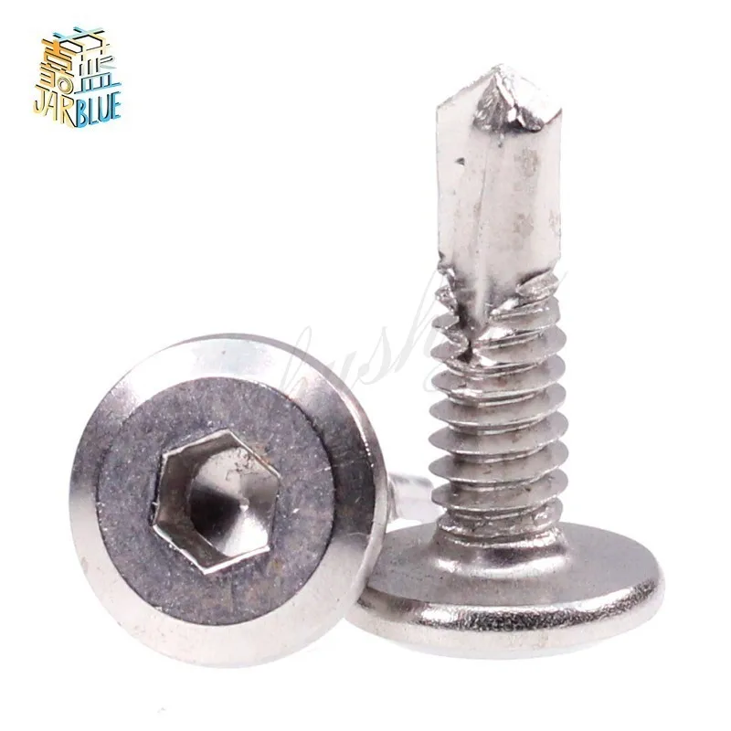 20pcs 410 Stainless Steel M5 M5.5 M6 Flat Head Hex Drill Tail Self-tapping Screws | Обустройство дома