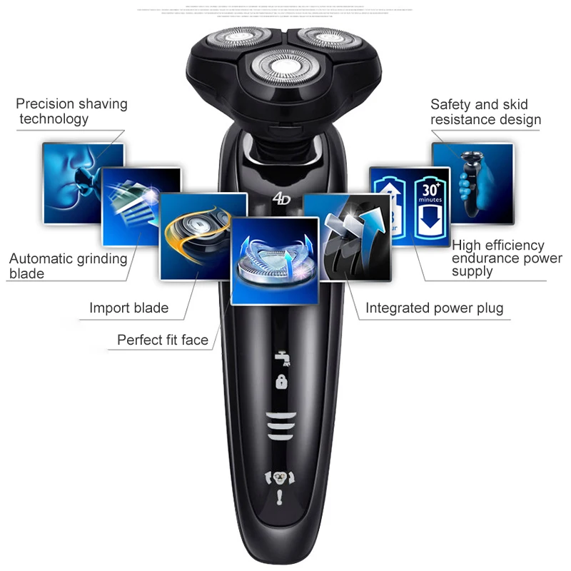 ANIMORE Men's 4D Electric Shaver 4 IN 1 Beard Trimmer Rechargeable Razor for Men Shaving Machine Face Care ES-03 | Бытовая техника