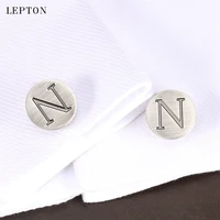 lepton letters of an alphabet n cufflinks for mens classic antique silver plated letters n cuff links men shirt cuffs cufflink