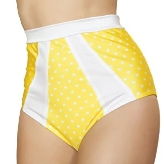 RomaCostume SH3120-Yellow-S-M с высокой талией Pinup Стиль шорты желтый и белый в