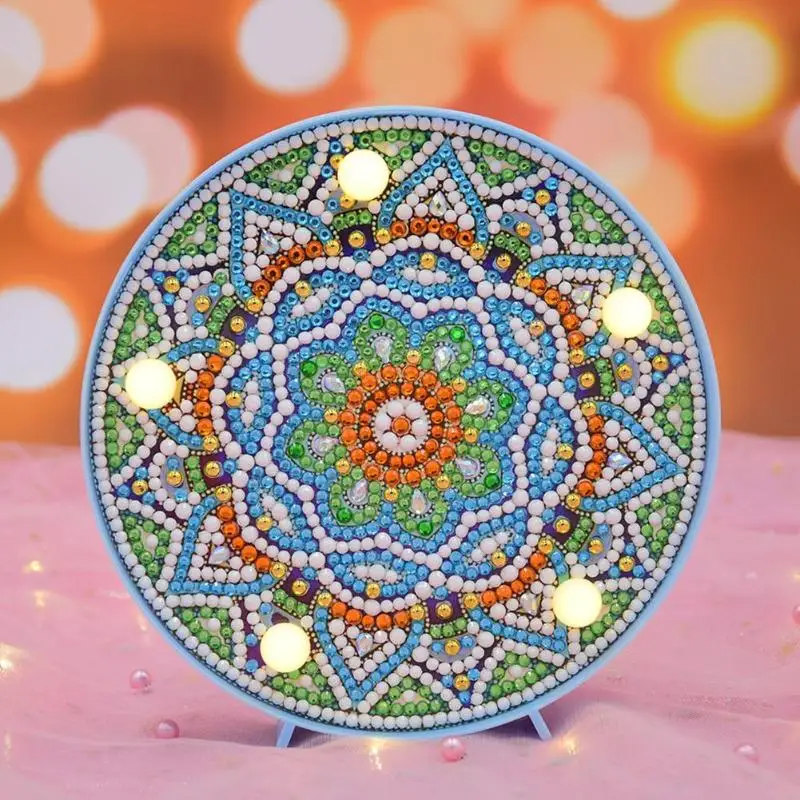 DIY LED алмазная живопись Мандала вышивка полная специальная форма дрель круглая