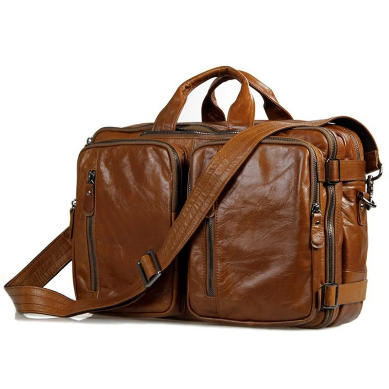 Multi-Function Fashion Genuine Leather men Travel Bag Luggage Bag Leather men Duffle bag Travel Backpack Shoulder Bags weekend