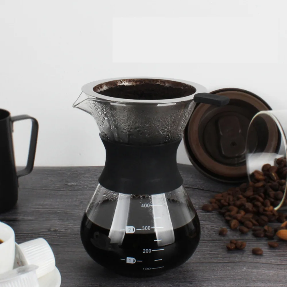 400 мл РУЧНАЯ капельная Кофеварка стеклянный горшок с фильтром из нержавеющей