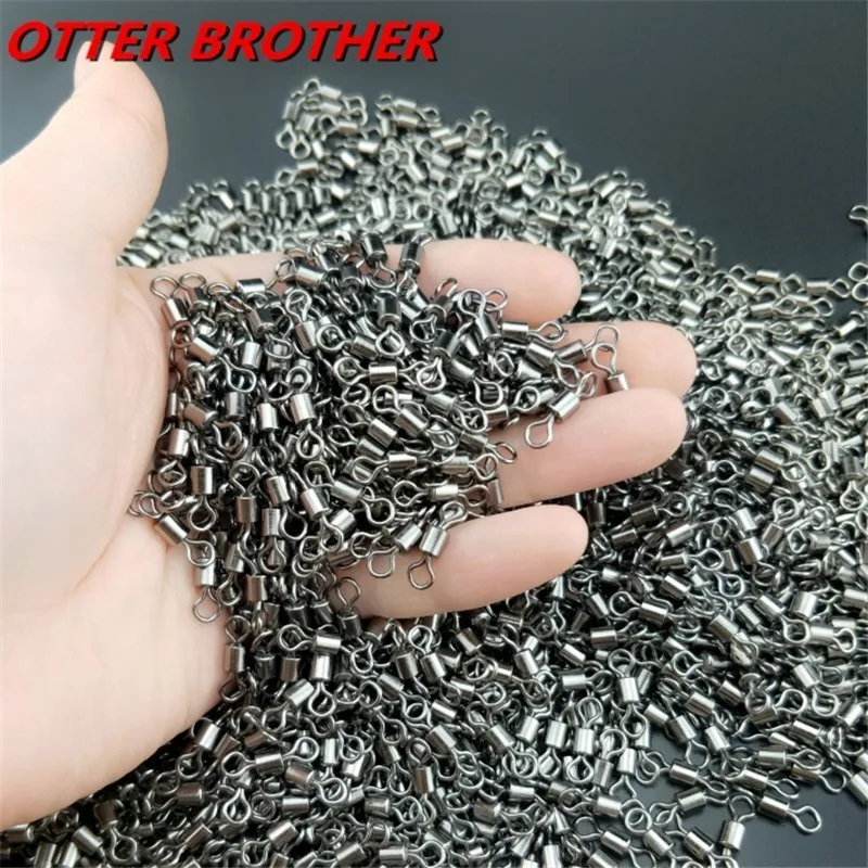 50PCS Fishing Ball Bearing Rolling Swivel Solid Rings 2#4#6#810#12#14# Shape Stainless Steel Connector Lures Fishing Tackle