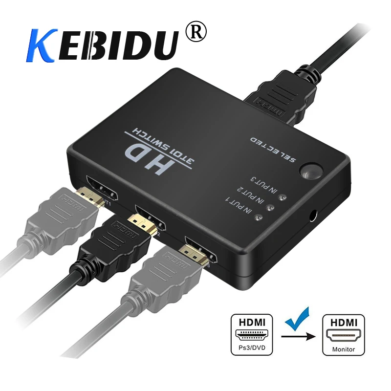 HDMI совместимый разветвитель с 3 портами для PS3 Xbox 360 HDTV ИК беспроводным пультом
