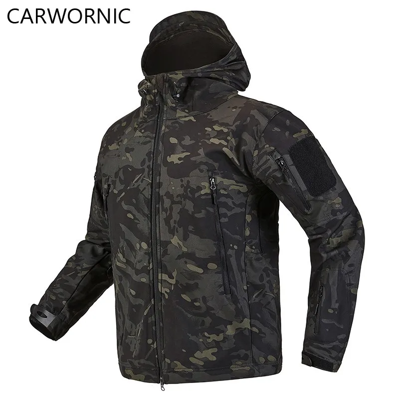 CARWORNIC Soft Shell Tactical Military Jacket Men Dropshiping Fleece Waterproof Army Multicam Camouflage Shark Skin Windbreakers | Мужская